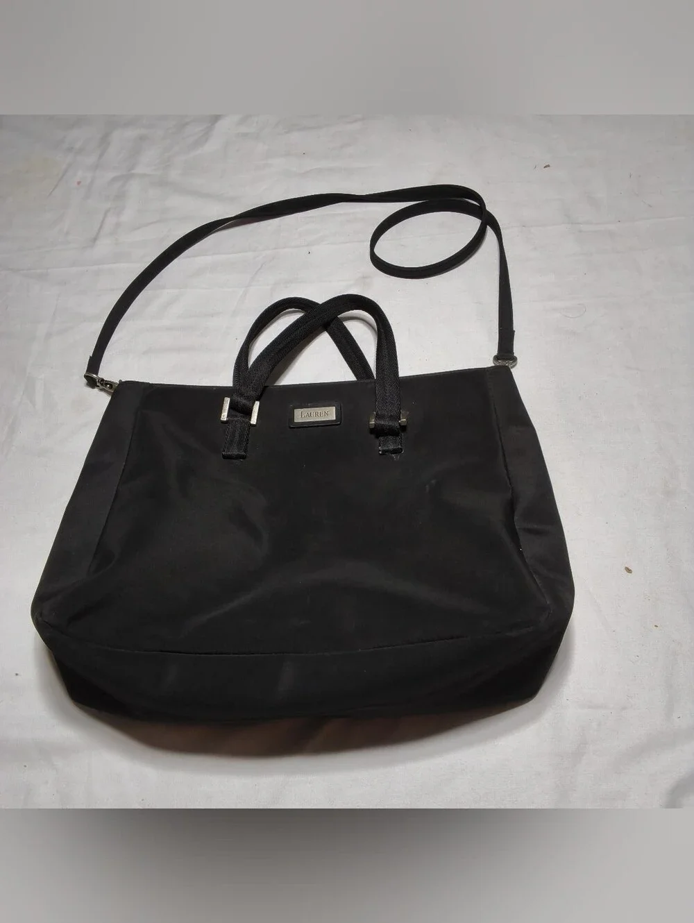 Lauren Ralph Lauren Black Nylon Tote Bag With Removable Shoulder Strap